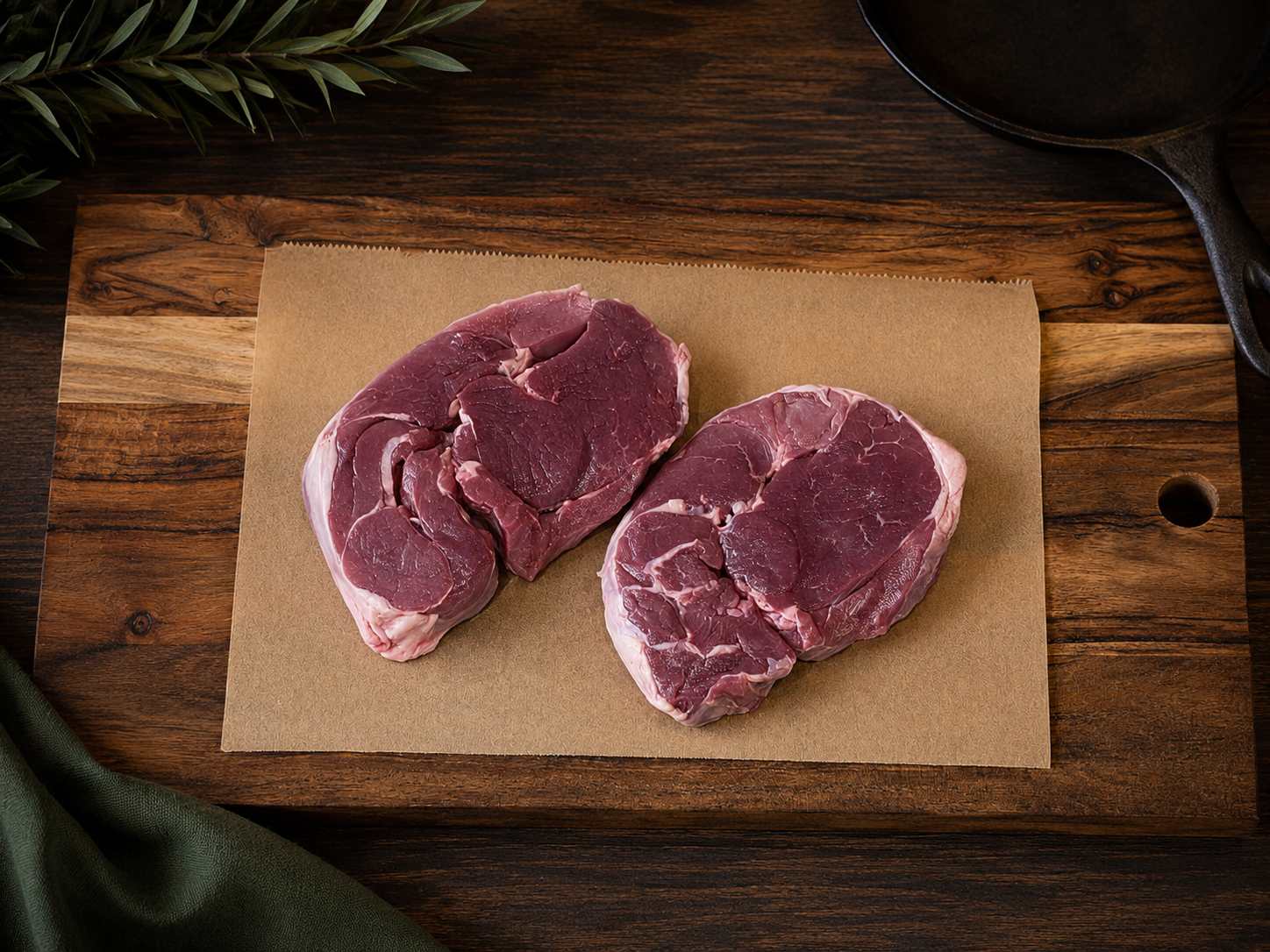 Premium Grass-Fed Lamb Leg Steaks (500g)